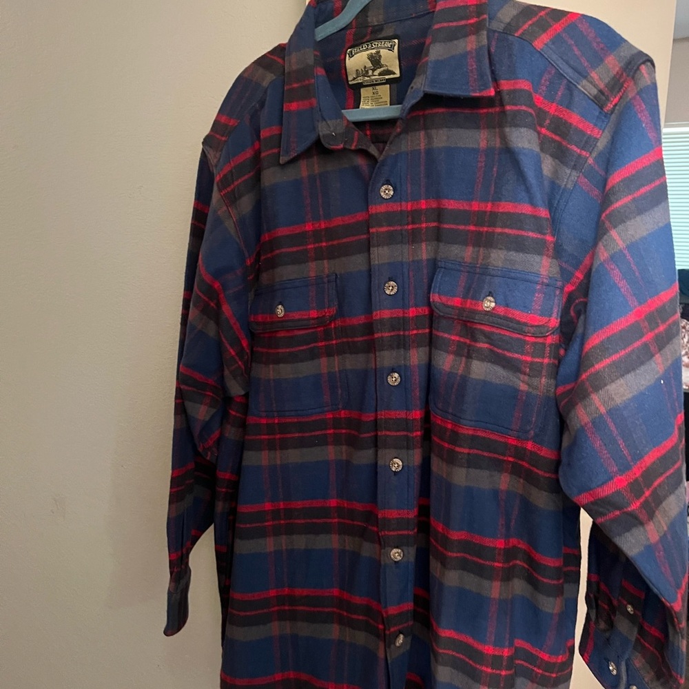 Blue and Red Plaid Button-Up Shirt